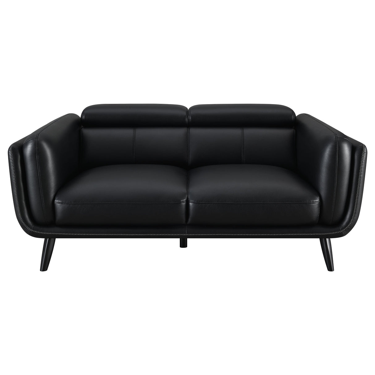 Shania Track Arms Loveseat with Tapered Legs Black