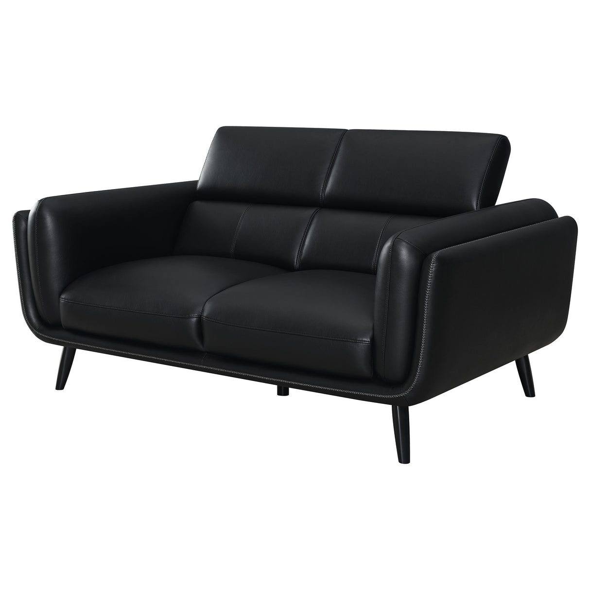 Shania Track Arms Loveseat with Tapered Legs Black