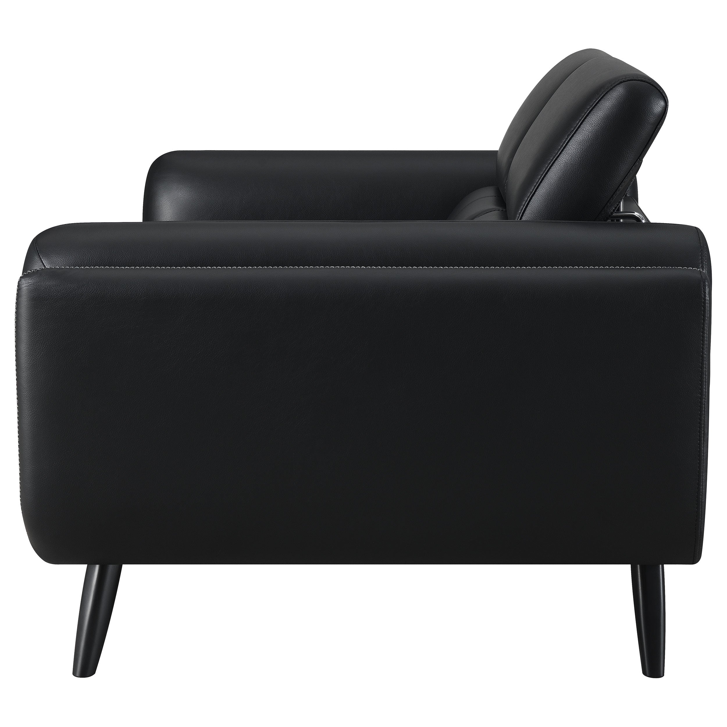 Shania Track Arms Loveseat with Tapered Legs Black