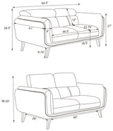 Shania Track Arms Loveseat with Tapered Legs Black