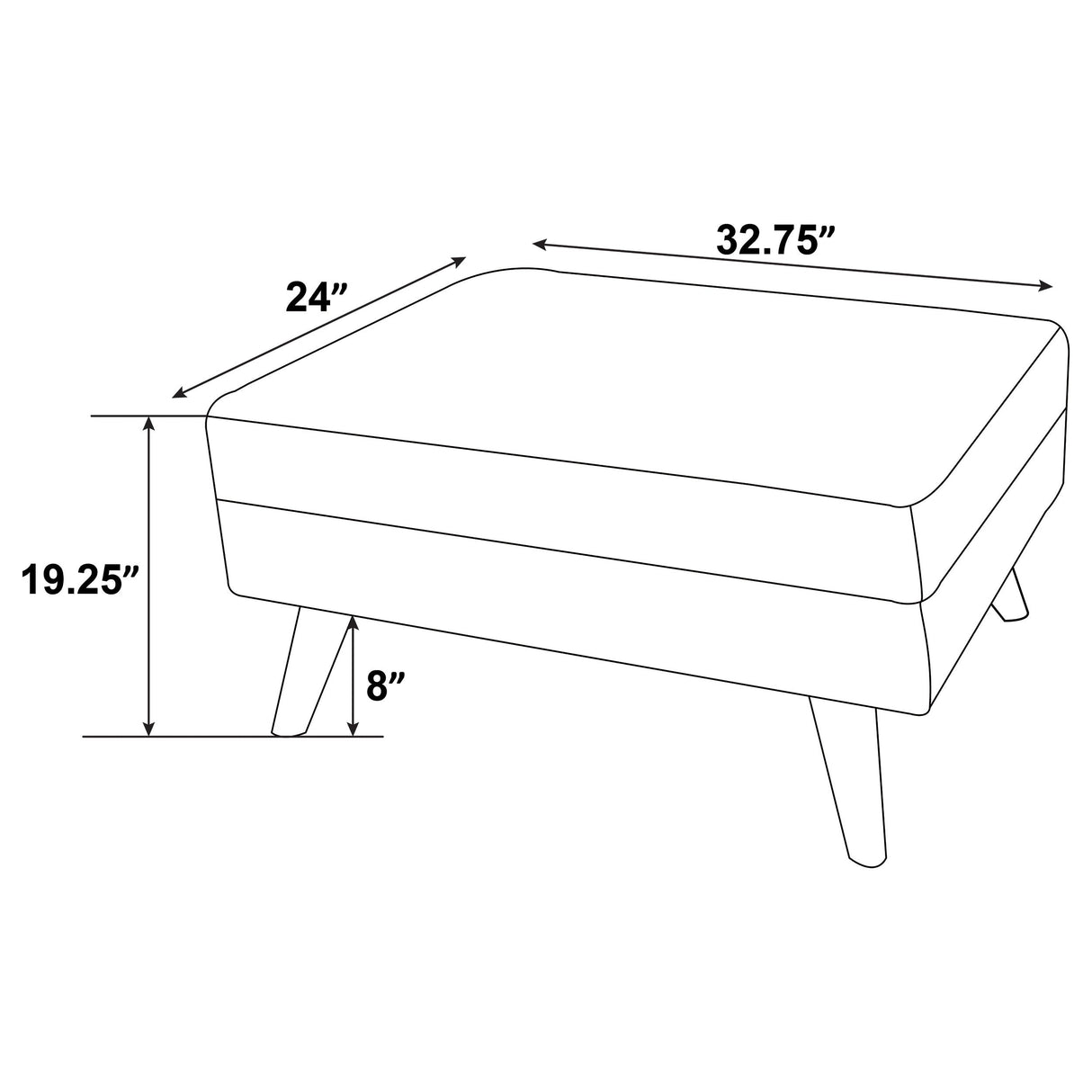 Churchill Ottoman with Tapered Legs Grey