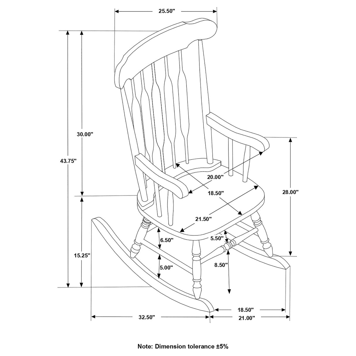 Gina Back Rocking Chair White