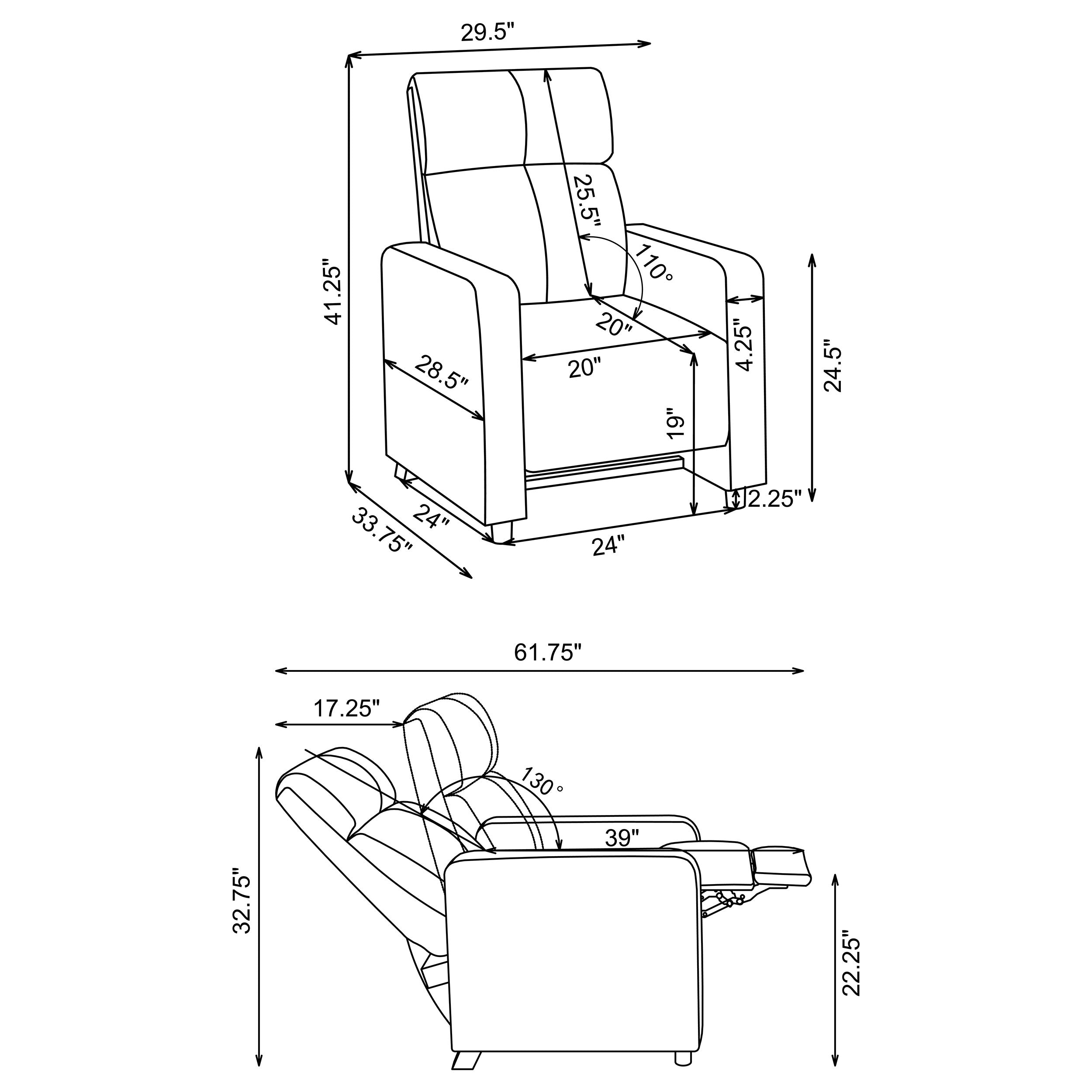 Toohey Home Theater Push Back Recliner Black