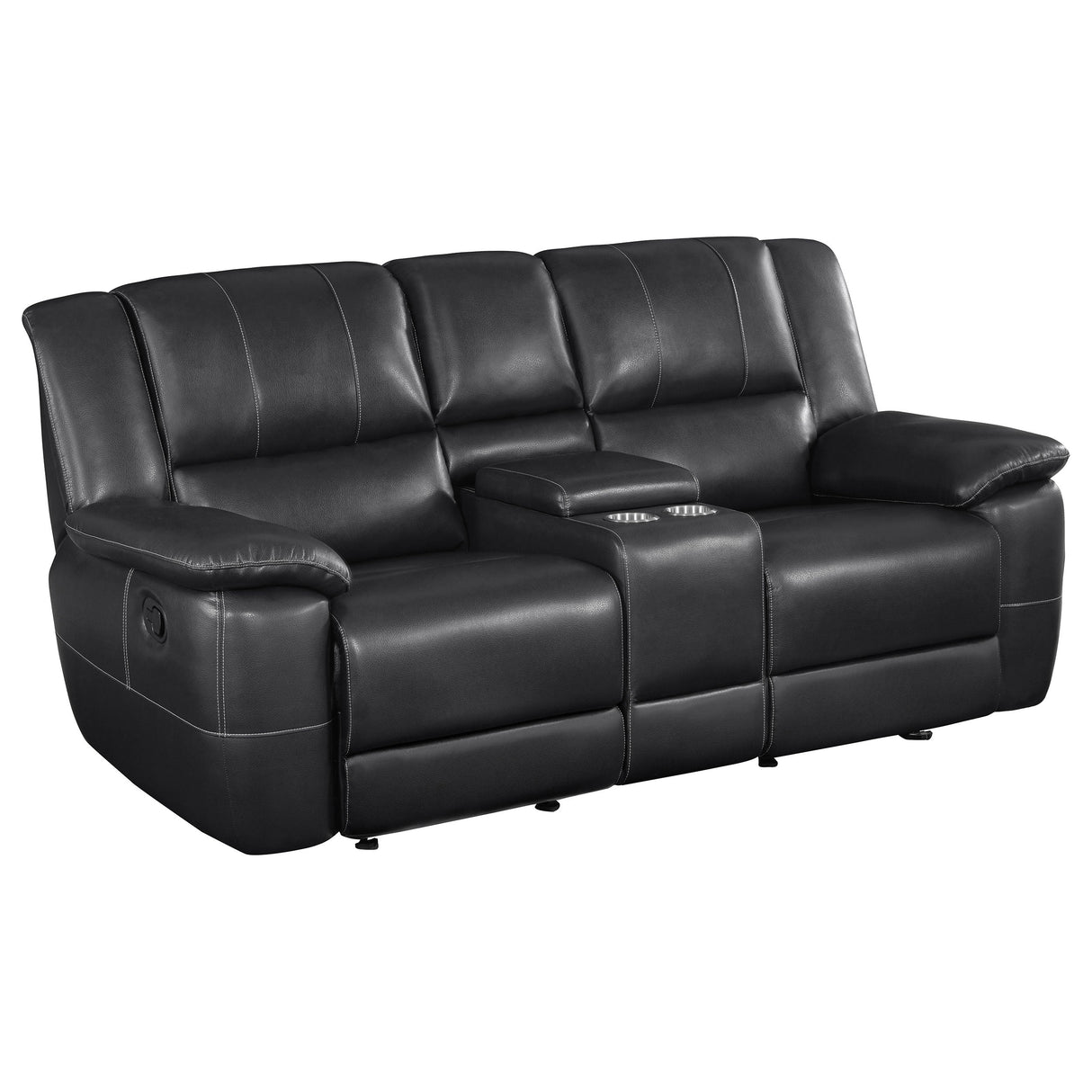 Lee Glider Loveseat with Console Black