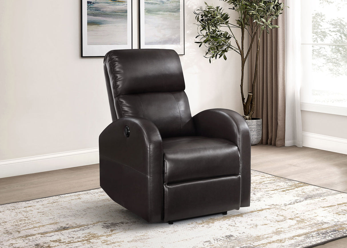 Grant Upholstered Power Recliner Chair Brown