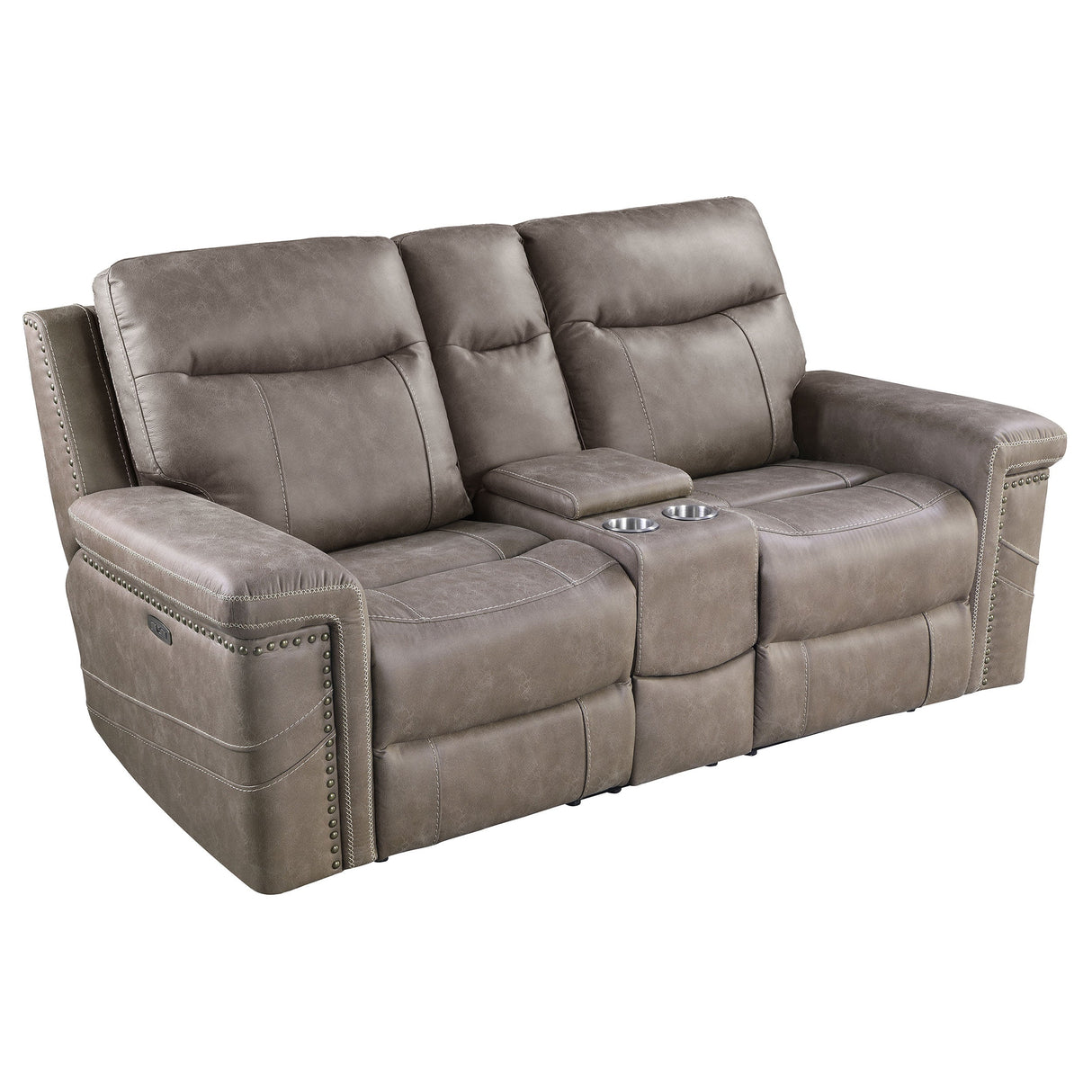 Wixom 1-drawer Power^2 Loveseat with Console Taupe