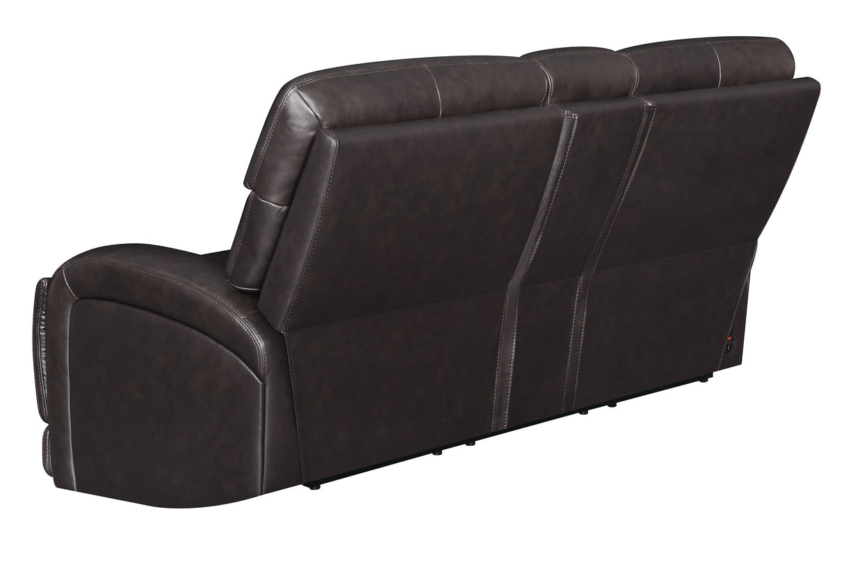 Longport Upholstered Power Loveseat with Console Dark Brown