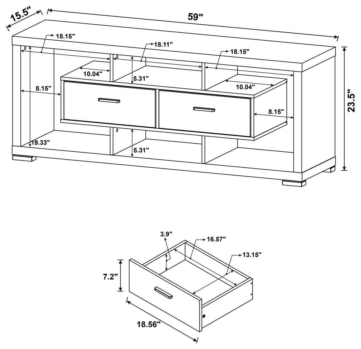 Darien 2-drawer Rectangular TV Console Cappuccino