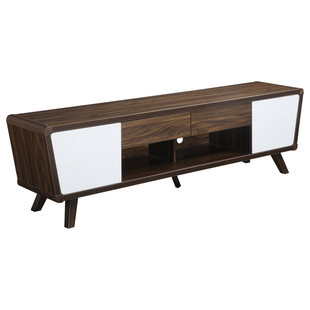 Alvin 2-drawer TV Console Dark Walnut and Glossy White