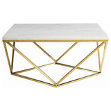 Meryl Square Coffee Table White and Gold