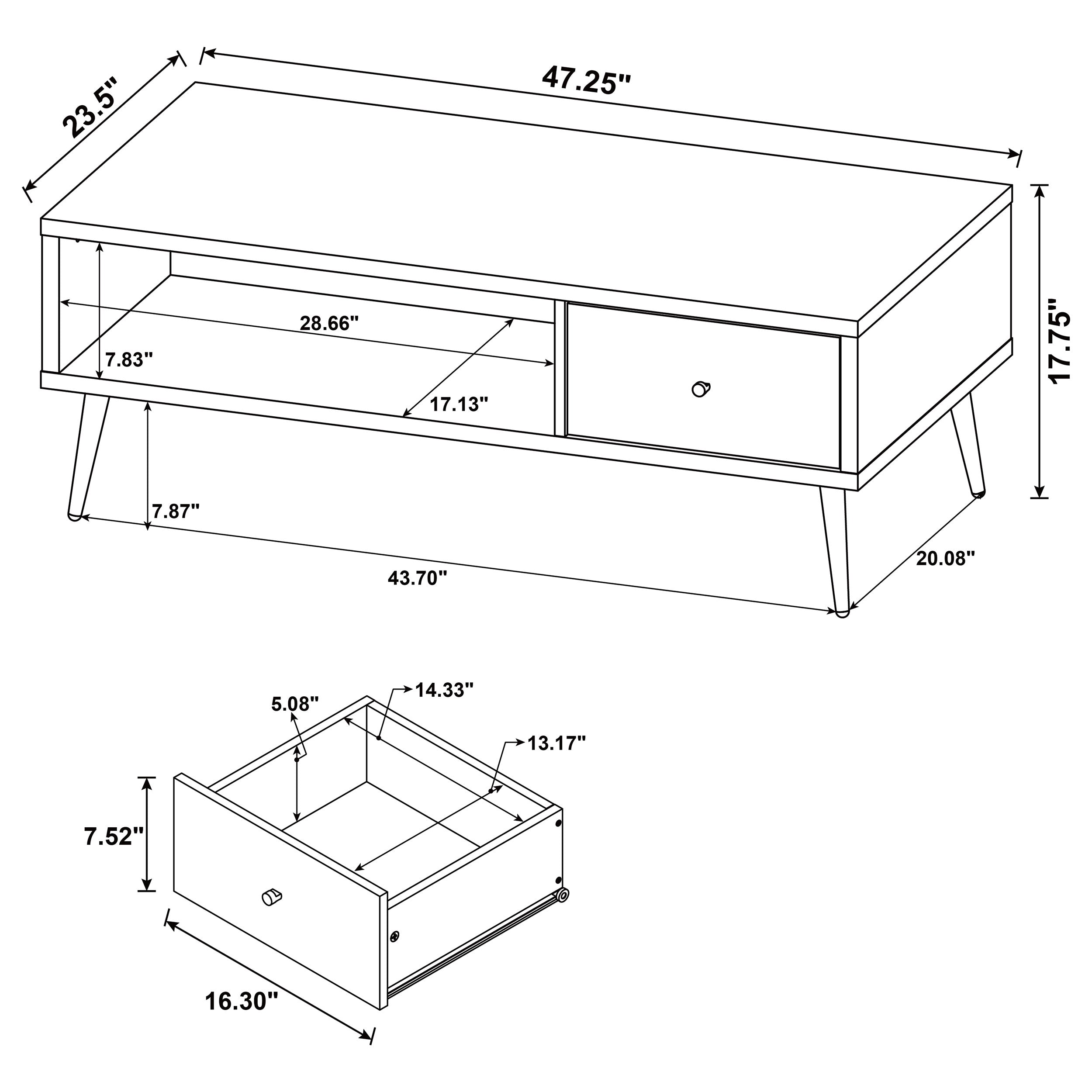 Welsh1-drawer Rectangular Engineered Wood Coffee Table With Storage Shelf Antique Pine and Grey