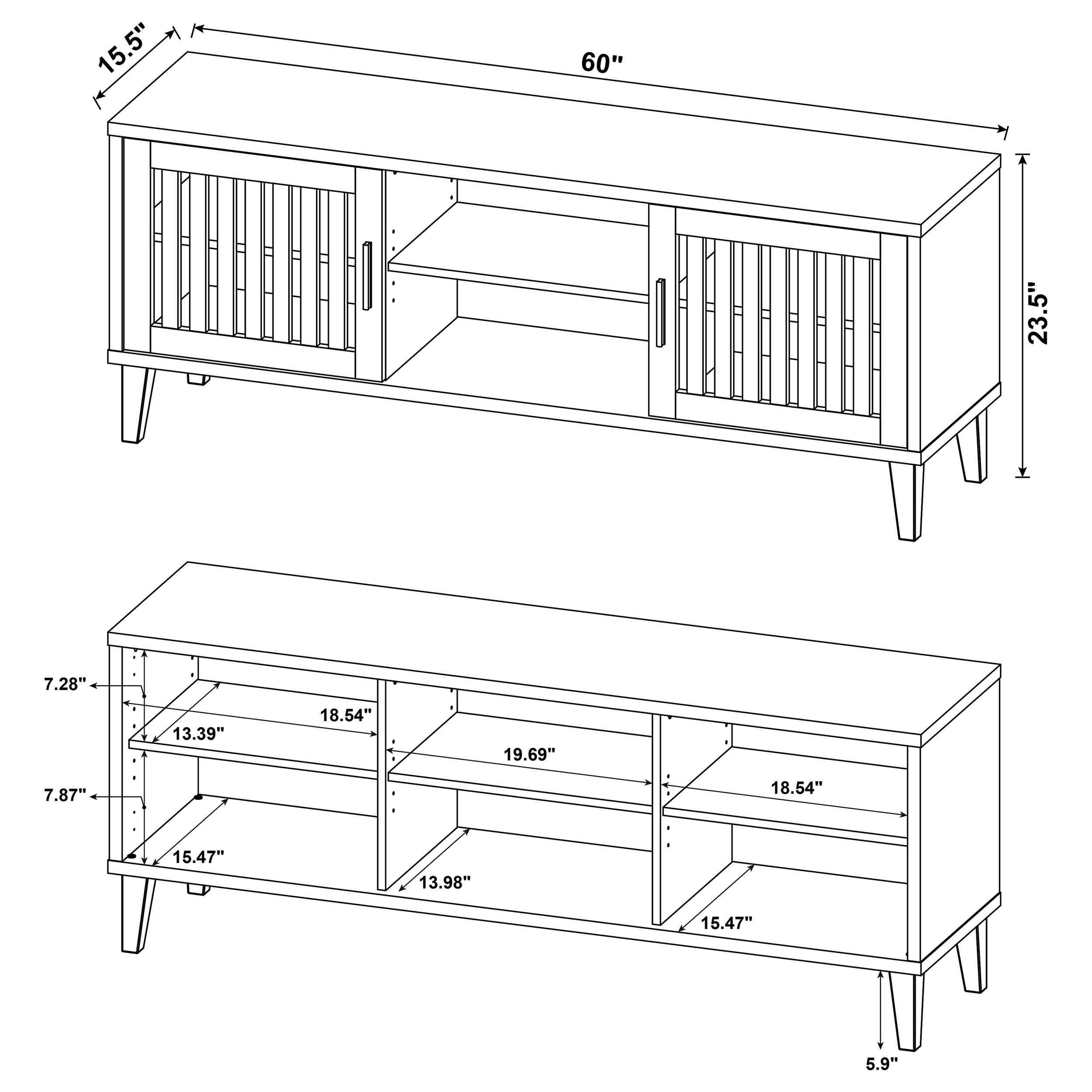 Sedona 2-door Engineered Wood 60" TV Stand Dark Pine