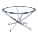 Brooke  Round Glass Top Coffee Table Set Chrome