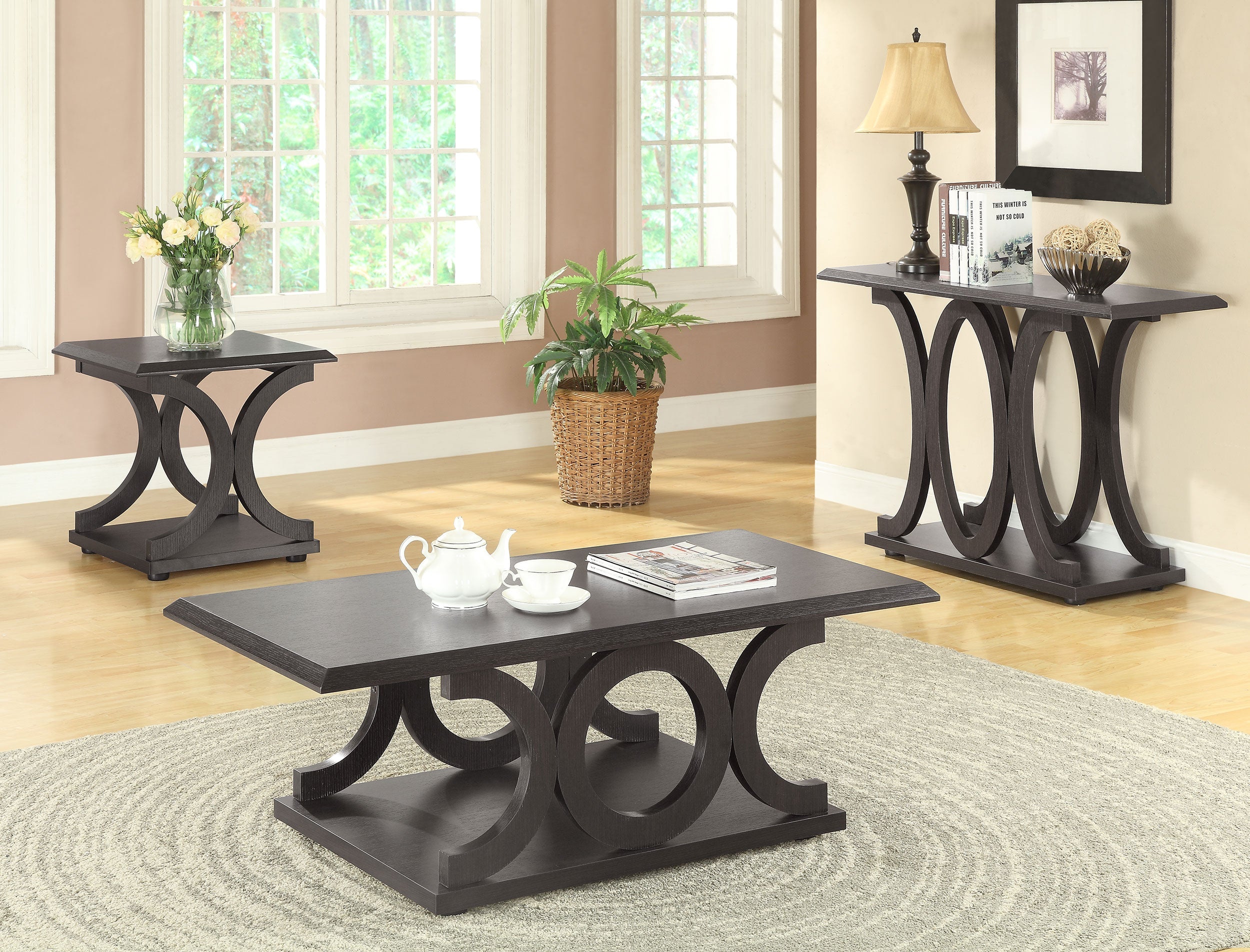 Shelly C-shaped Base End Table Cappuccino