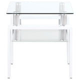 Dyer Square Glass Top End Table With Shelf White