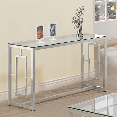 Merced Rectangle Glass Top Sofa Table Nickel