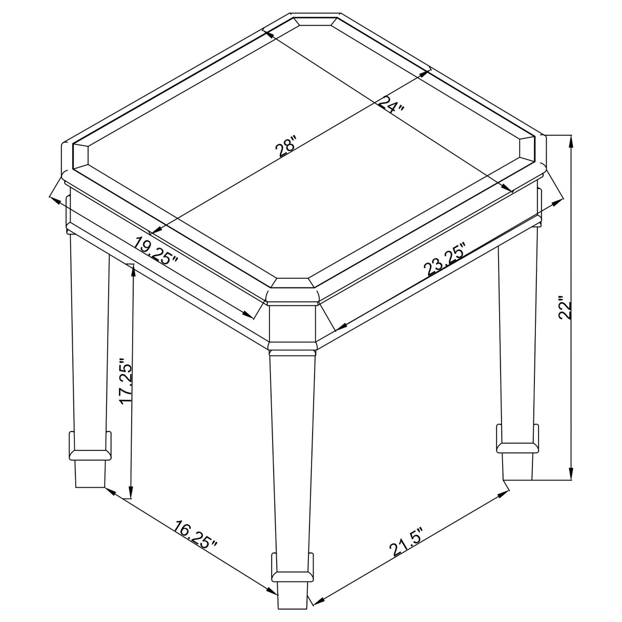 Eisley Square Beveled Top End Table Silver