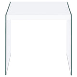 Opal Square End Table With Clear Glass Legs White High Gloss