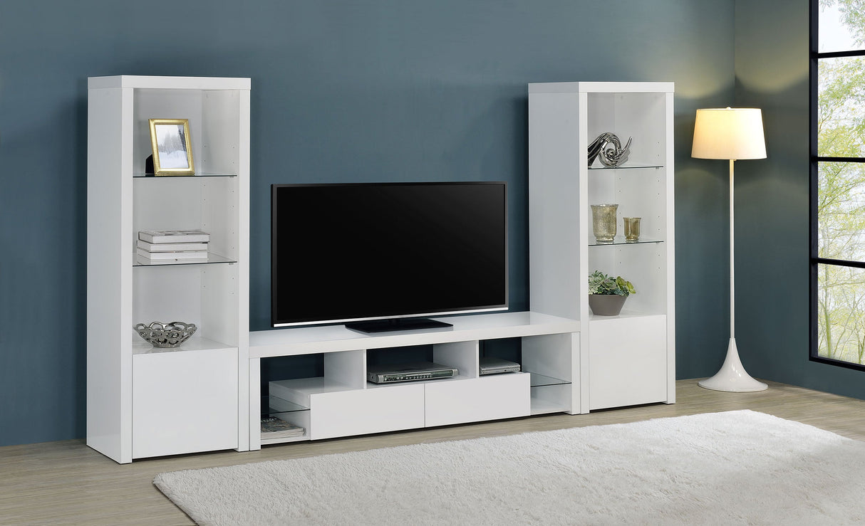 Jude 3-piece Entertainment Center With 71" TV Stand White High Gloss