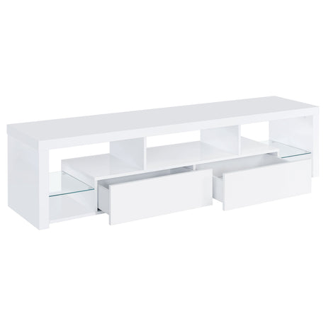 Jude 2-drawer 71" TV Stand With Shelving White High Gloss