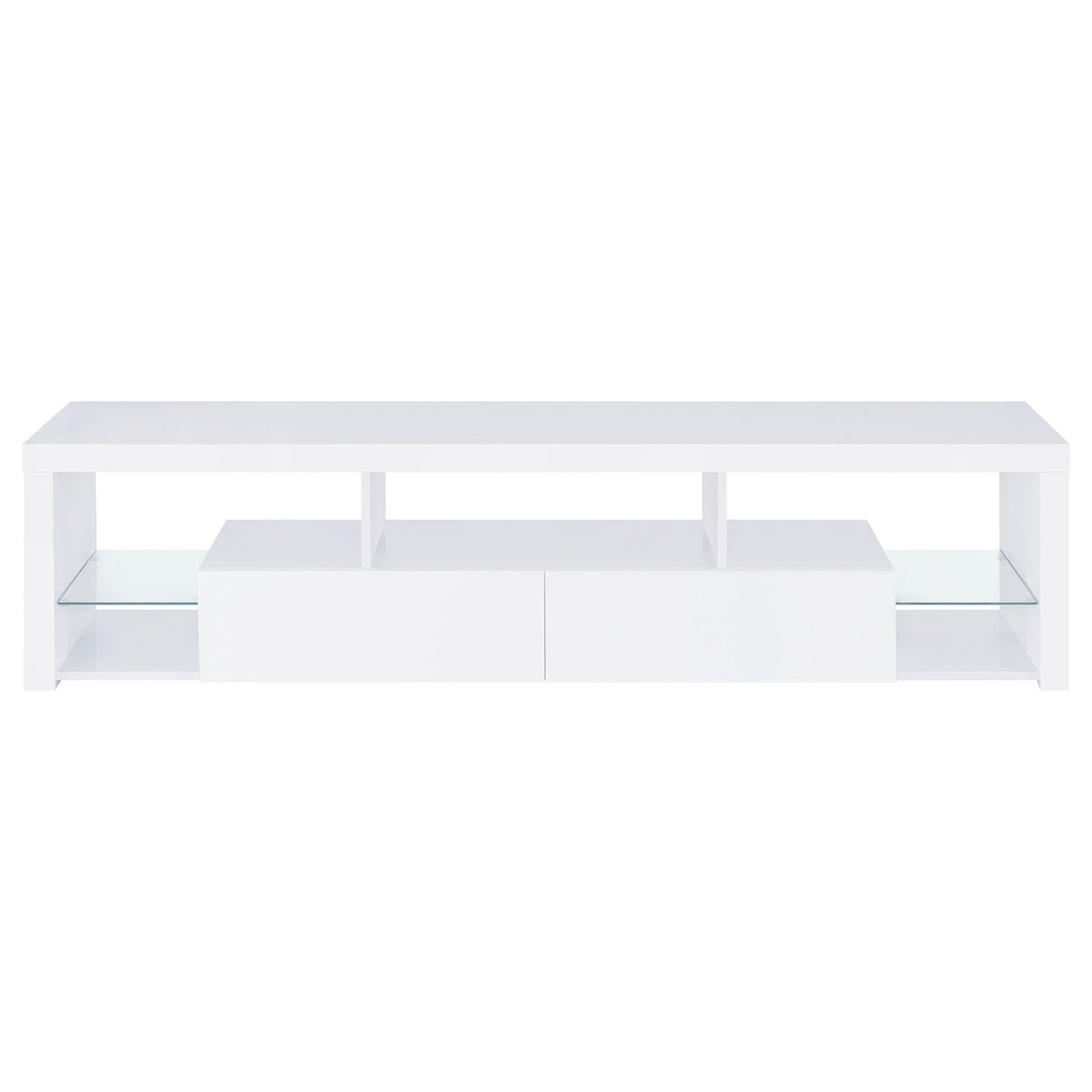 Jude 2-drawer 71" TV Stand With Shelving White High Gloss