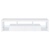 Jude 2-drawer 71" TV Stand With Shelving White High Gloss