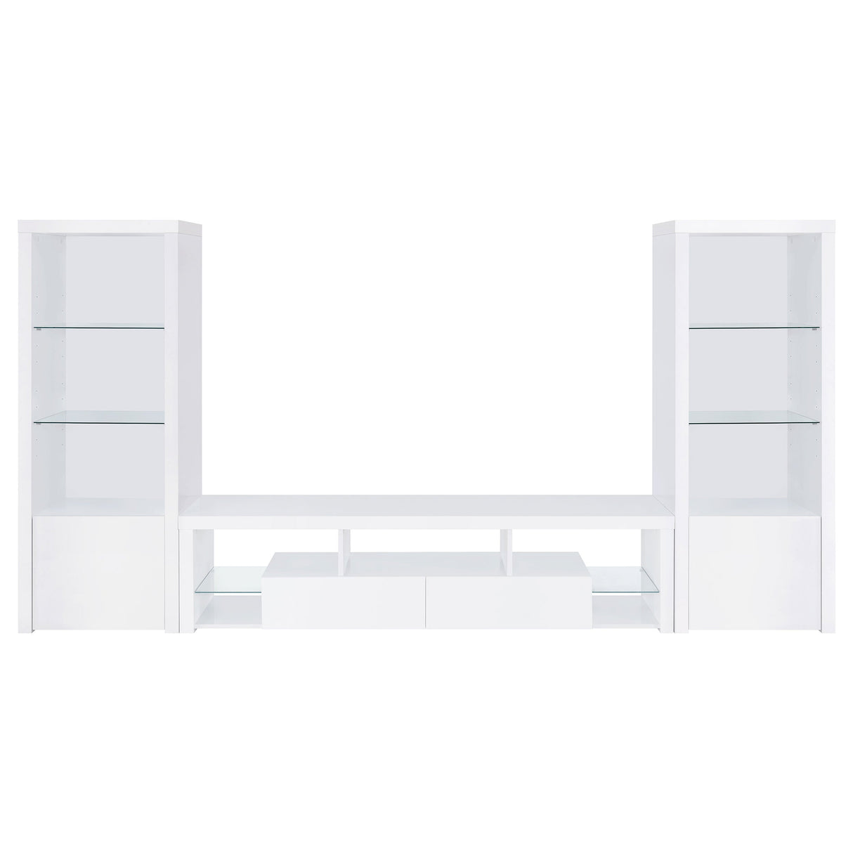 Jude 3-shelf Media Tower With Storage Cabinet White High Gloss