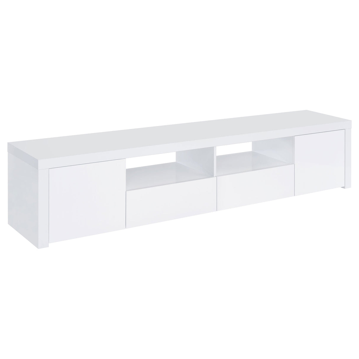 Jude 2-door 79" TV Stand With Drawers White High Gloss