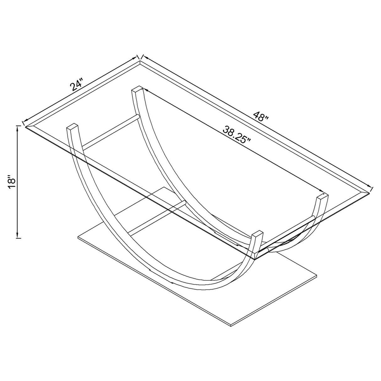 Danville U-shaped Coffee Table Chrome