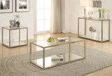 Cora Coffee Table with Mirror Shelf Chocolate Chrome