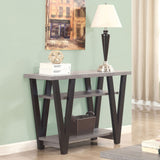 Stevens V-shaped Sofa Table Black and Antique Grey