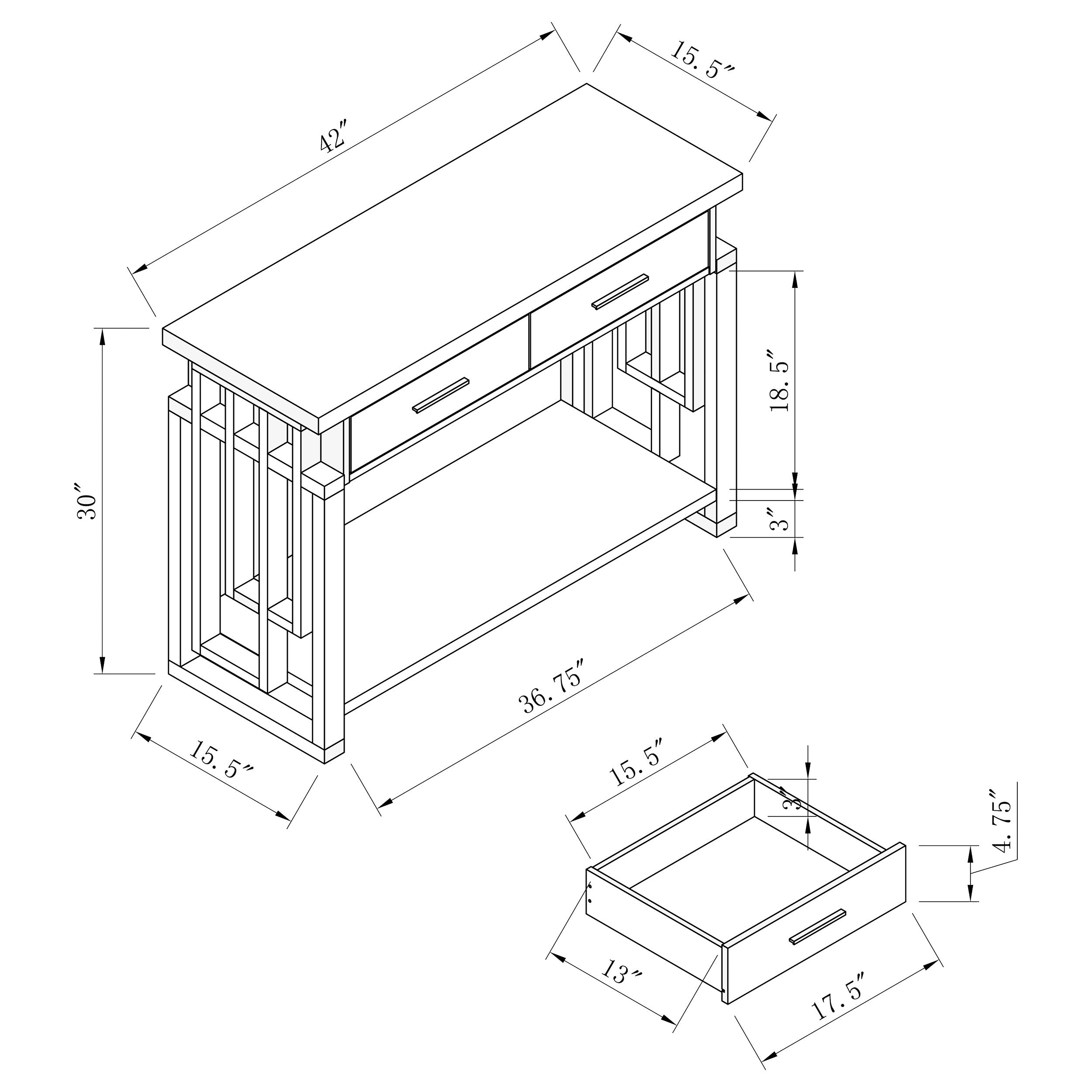 Schmitt Rectangular 2-drawer Sofa Table High Glossy White