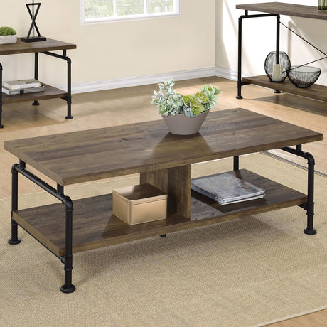 Renton Shelf Storage Coffee Table Rustic Oak and Black