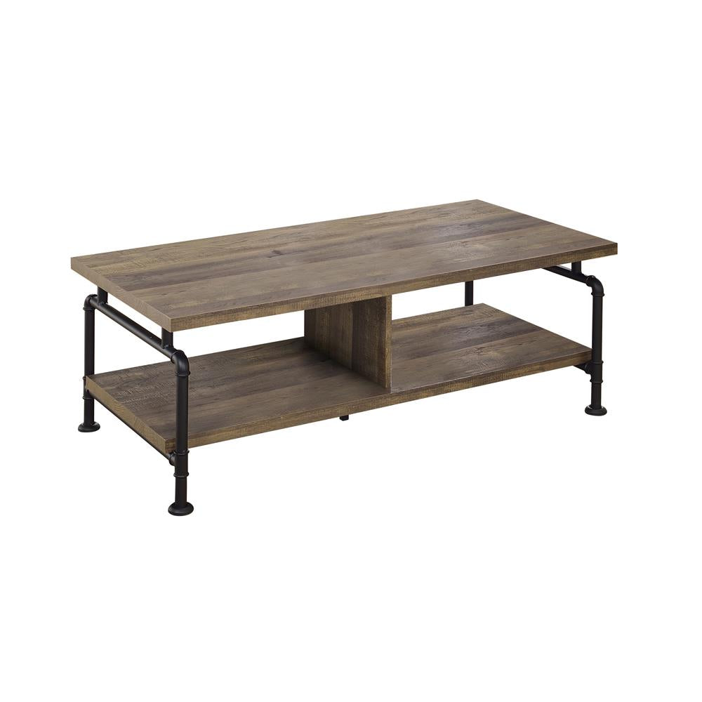 Renton Shelf Storage Coffee Table Rustic Oak and Black