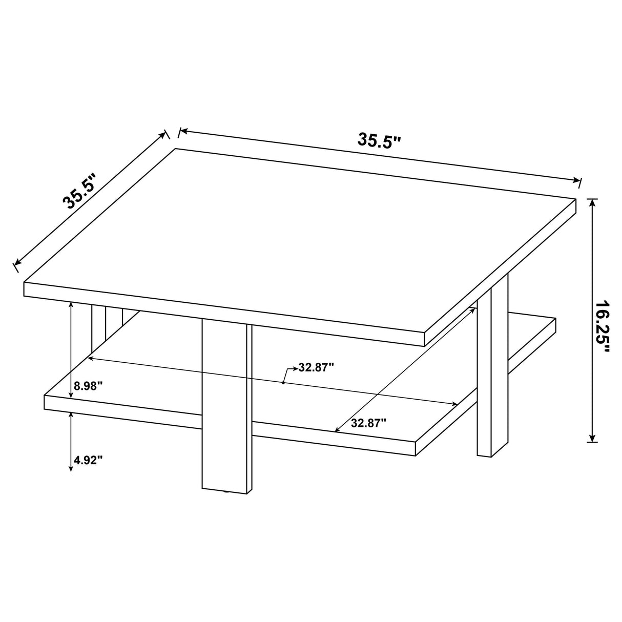 Dawn Square Engineered Wood Coffee Table With Shelf Mango