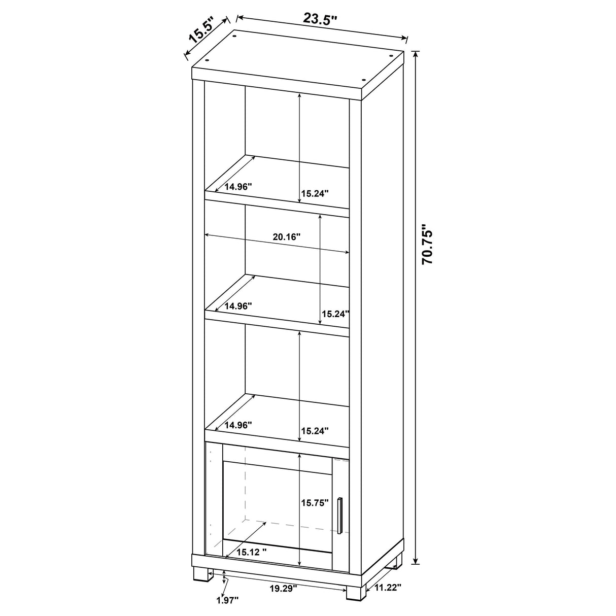 Sachin 3-shelf Media Tower With Storage Cabinet Antique Pine