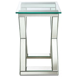 Bonnie X-base Rectangle Glass Top End Table Mirror