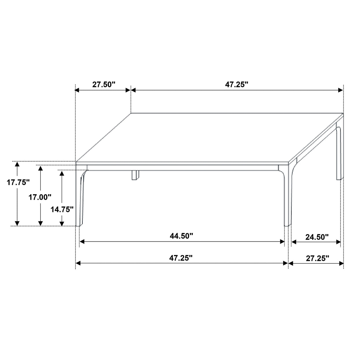 Polaris Rectangular Coffee Table with Marble-like Top Teramo and Light Oak