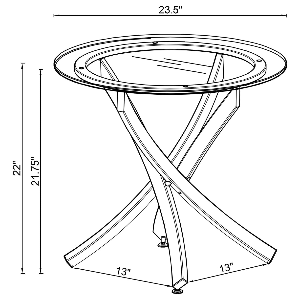 Brooke Round Glass Top Side End Table Metal Base Brass