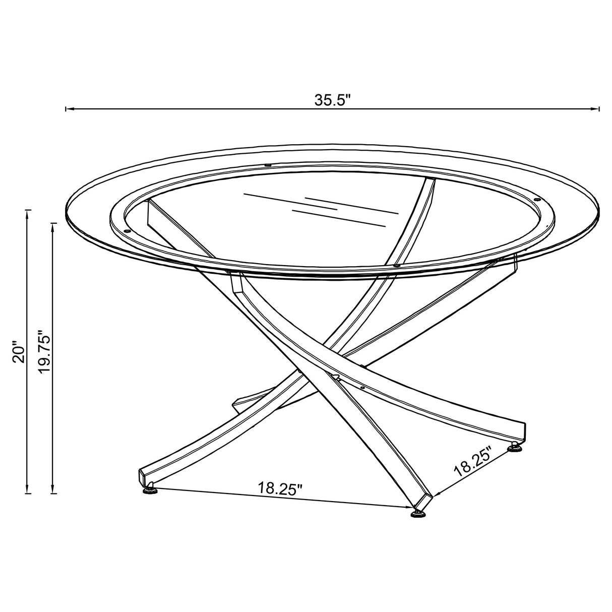 Brooke Round Glass Top Coffee Table Metal Base Brass