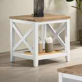 Maisy Square Wooden End Table With Shelf Brown and White