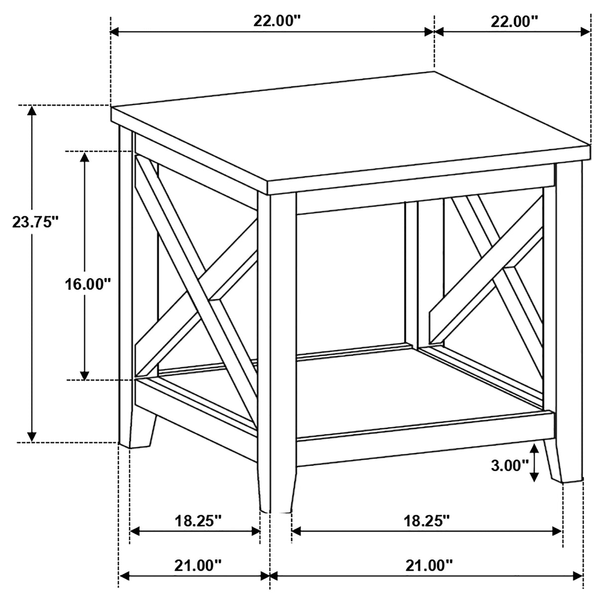 Maisy Square Wooden End Table With Shelf Brown and White