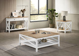 Maisy Square Wooden Coffee Table With Shelf Brown and White