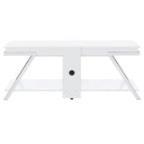 Marcia 1-drawer Wood 60" TV Stand White High Gloss and Chrome