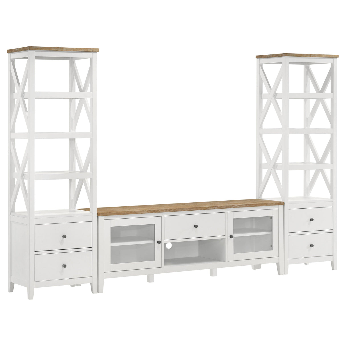 Angela 3-piece Entertainment Center With 67" TV Stand Brown and White