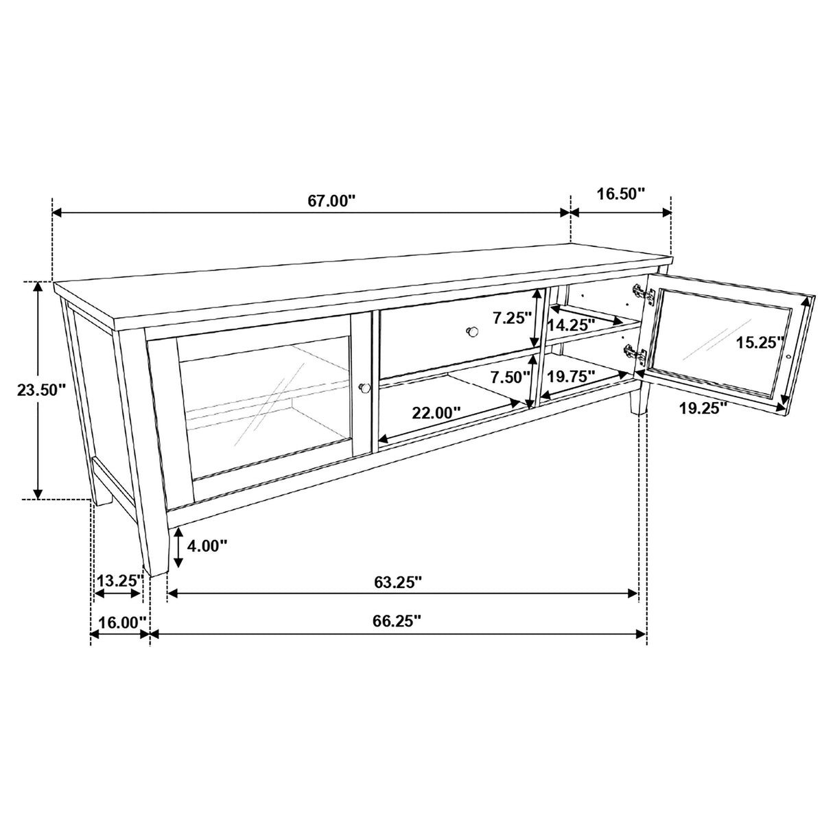 Angela 2-door Wooden 67" TV Stand Brown and White