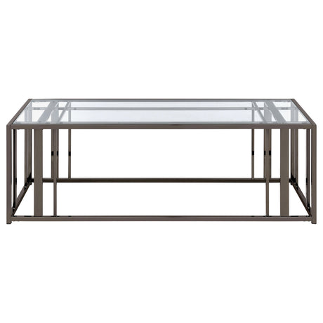 Adri Rectangular Glass Top Coffee Table Clear and Black Nickel