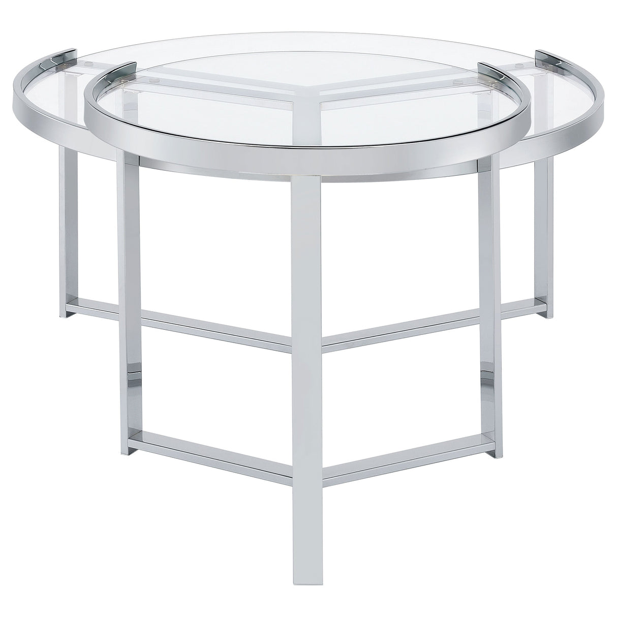 Delia 2-Piece Round Glass Top Nesting Coffee Table Clear and Chrome