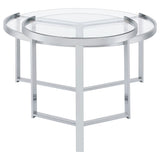 Delia 2-Piece Round Glass Top Nesting Coffee Table Clear and Chrome