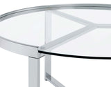 Delia 2-Piece Round Glass Top Nesting Coffee Table Clear and Chrome